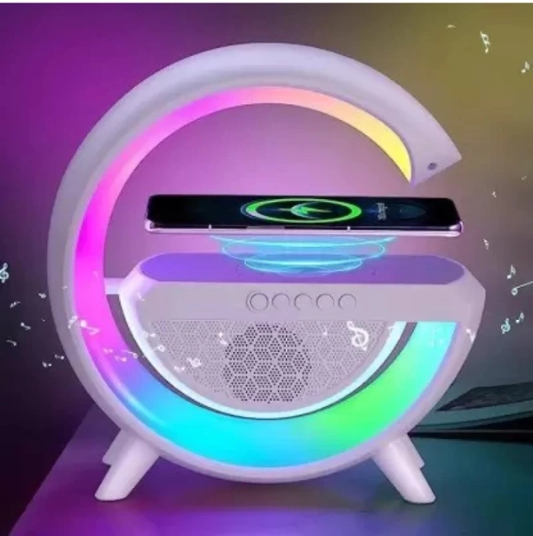 PYU Atmosphere Night Light Wireless Phone Charger Bluetooth Speaker Alarm Clock All in One LED Table Lamp for Bedroom, Living Room, Office, Ideal Gift Choice (BT-3401)78%off