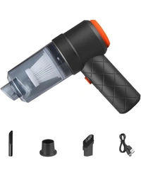 Rechargeable 2 In 1 Air Blowing And High Suction Home, Window, Office , Car, Cordless Vacuum Cleaner [Black] - Black