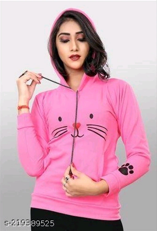 Printed Sweatshirt Full Sleeve Hoody - Black, XL