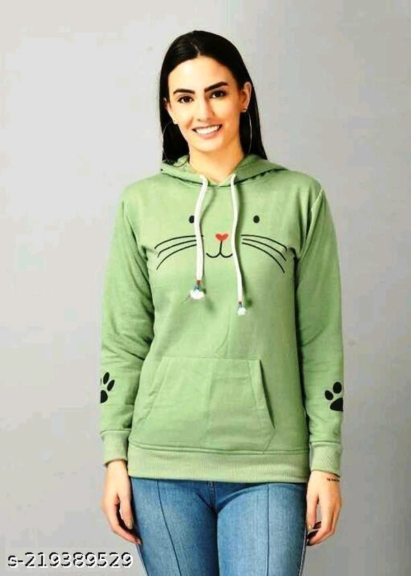 Printed Sweatshirt Full Sleeve Hoody - Magenta / Fuchsia, XL