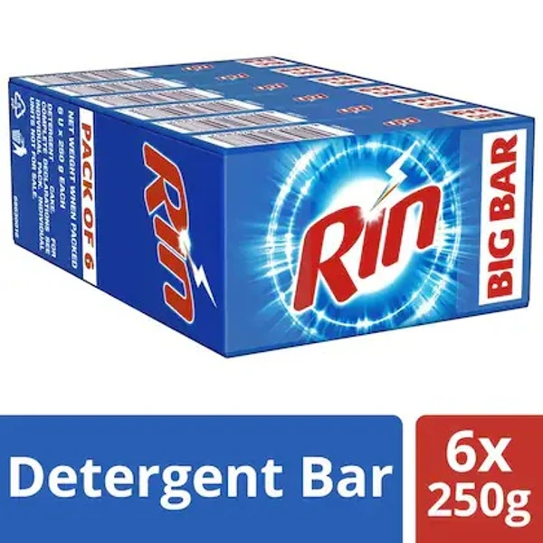 Rin Detergent Bar - Pack of 6 (250gm x 6)