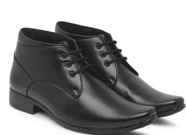 Synthetic Leather Ankle Formal Shoes Men || Office Shoes For Men Latest Stylish || Chukka Boots Men || Party Wear Long Shoes For Men Long Boots Lace Up For Men (Black) Mo