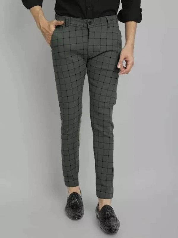 Xenor Men's Checked Grey Trousers Mo