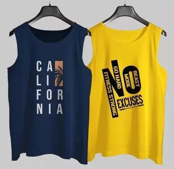 LAGAV Men Vests Yellow Nevy Blue Combo 2 underwear pack 2 innerwear gym sando ganji stylish tank Mo