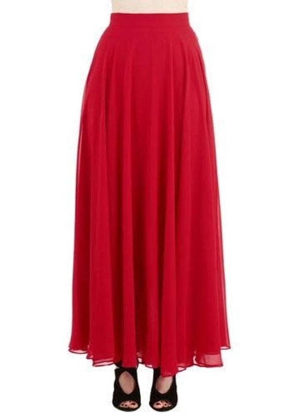 Radhika 'n' Dhaanya creation Georgette Long Flare Skirt (Red,Style And Comfort) For Women's An