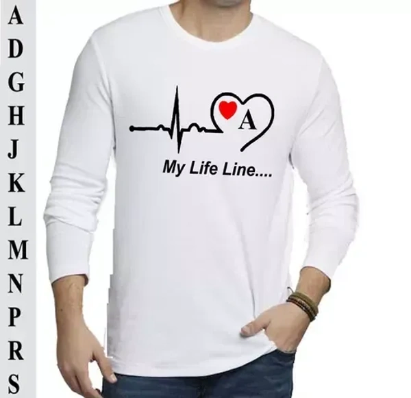 My Life Line A Polyester Tshirt, White Tshirts, Full Sleeve Tshirt, Men Tshirt, Boy Tshirt MO