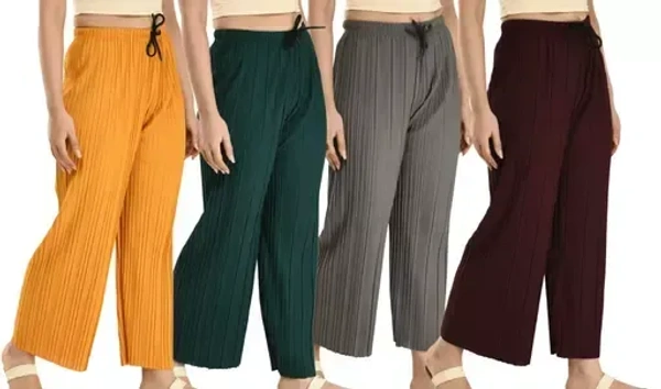 Women's Solid Pack of 4 Palazzo Combo Mo
