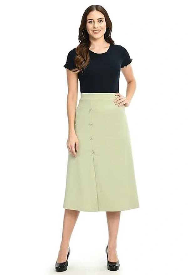 KLART Women's Midi Skirt with Side Slit and Buttons An