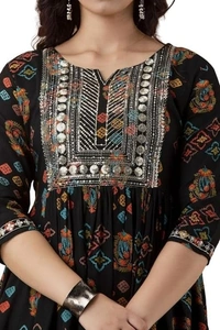 PICHAWAI Women's Viscose Rayon Solid Printed Kurta, Pant and Dupatta Set AN - XXL