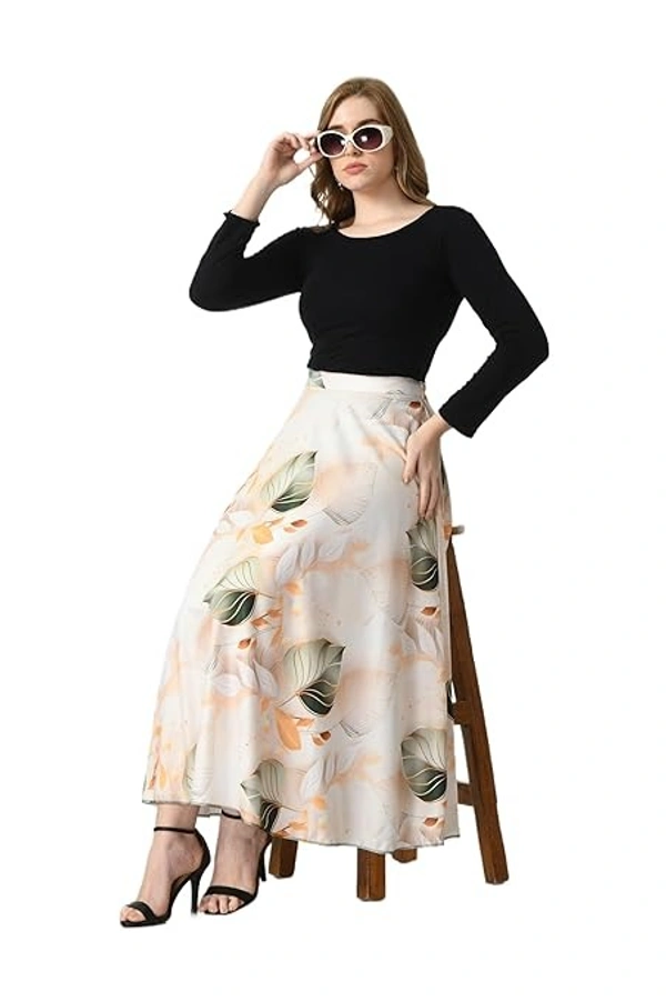 VAGISHA Polyblend Blooming Flared Long Stitched Floor Length Skirt for Women/Girls for Home/Outing| Printed Flare Skirt|Soft&Breathable Fabric| Elastic Band| 28"-36"|M-XXXL An
