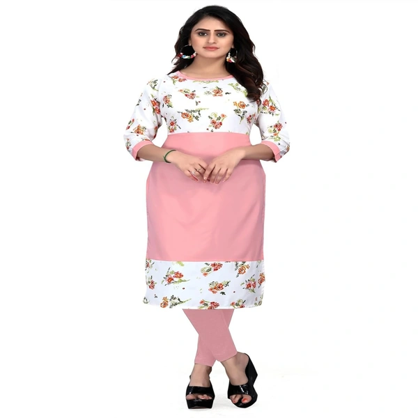 MS VHCK ENTERPRISE Women's for Stylish Latest Prined Crepe A-line Kurti Kurtis Kurta AN
