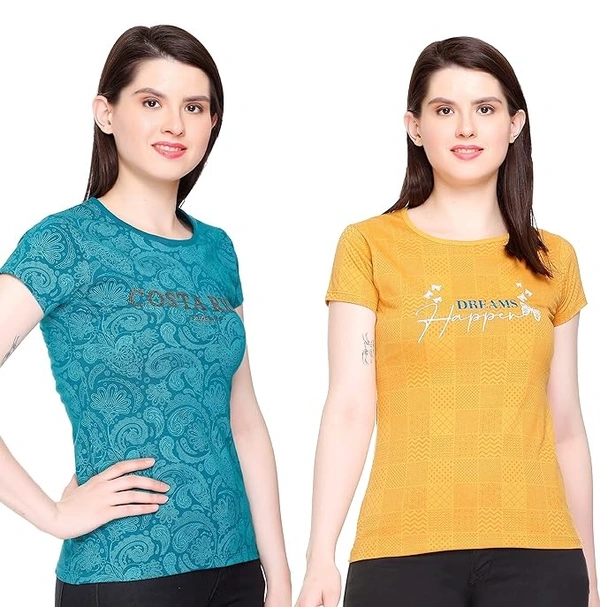 Star Touch Women Printed Casual Cotton Tshirt An
