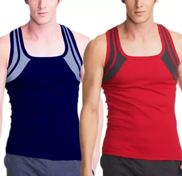 MITOS Premium Cotton Solid Gym Vest for Men (Pack of 2) Mo