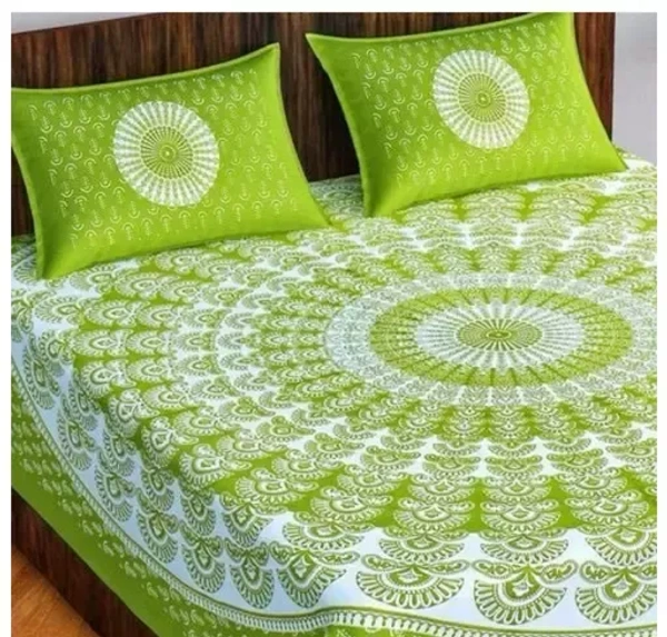 180 tc Cotton Double bed bedsheet Combo of 1 Bedsheet and 2 pillow cover || Multi Mo