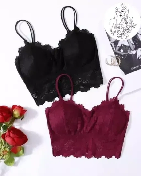 Women Bralette Lightly Padded Bra Pack of 2 Mo