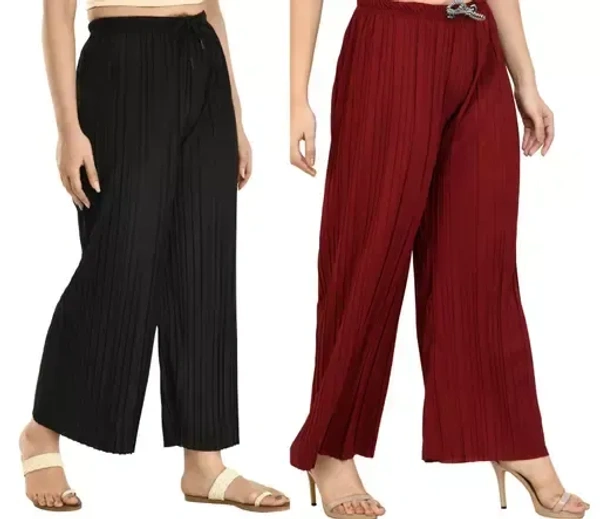 Gladly Women's Solid beautifull Pallazzos for women and Girls 2Pcs Combo Mo