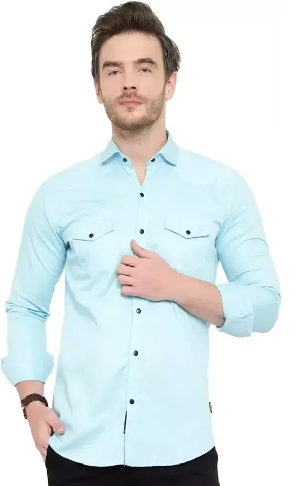 GRITSMAD Men Fashion Solid Casual Spread Shirt