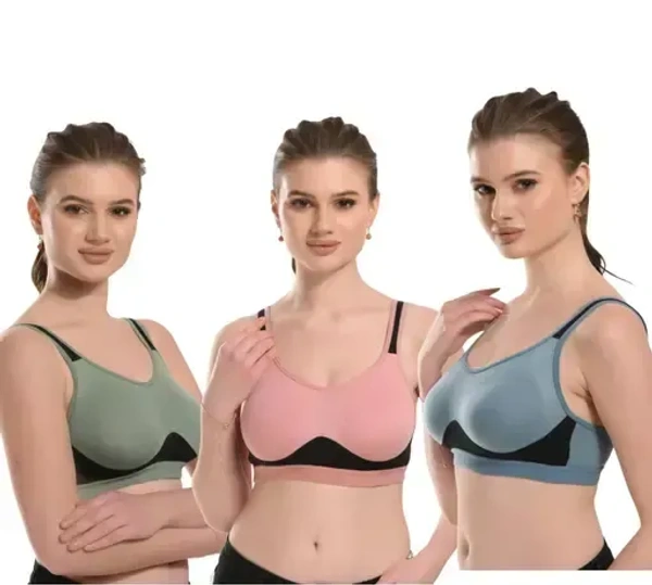 Fancy Women Cotton Sports Bra Multicolor Mo