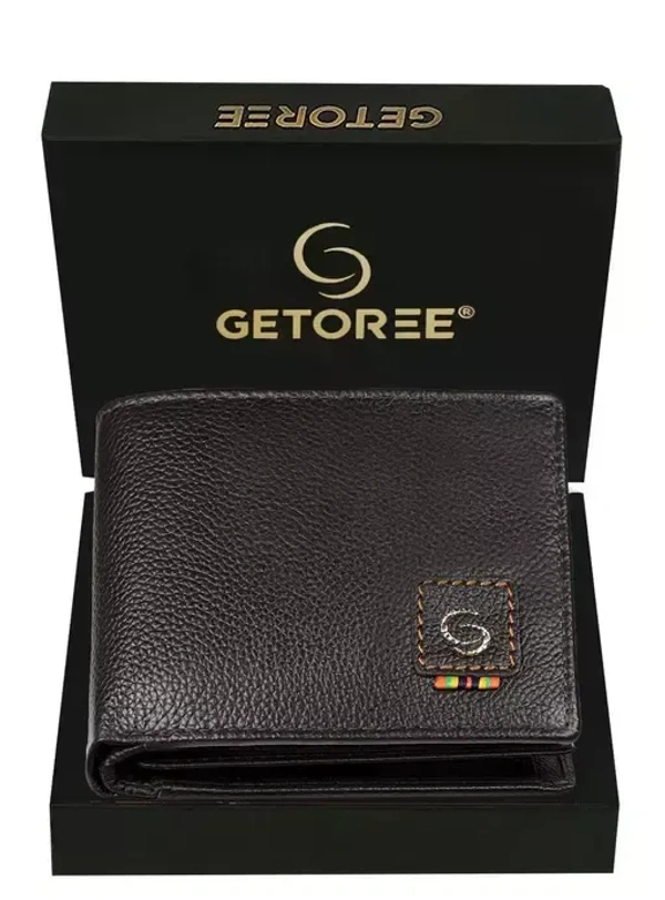 GETOREE Florence RFID Blocking Leather Wallets for Men -BROWN Mo - Free Size