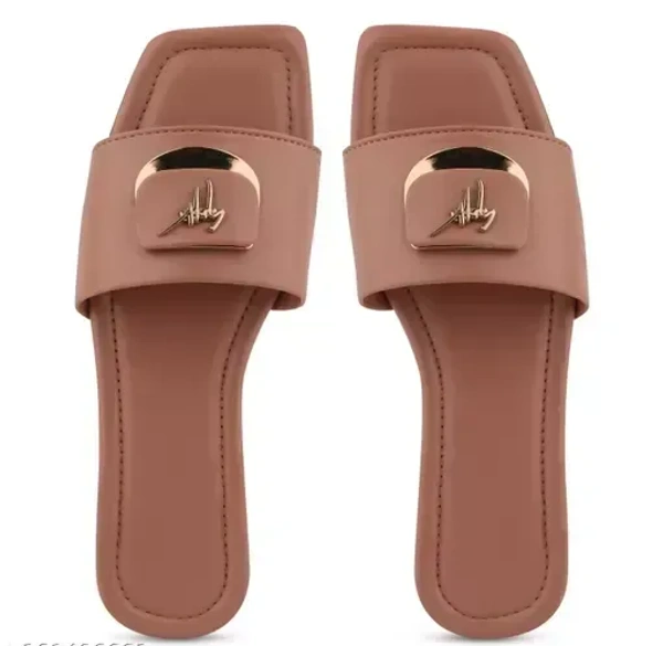 Women Stylish Slip on Fancy Slippers and Flipflops Flats for women signature peach Mo
