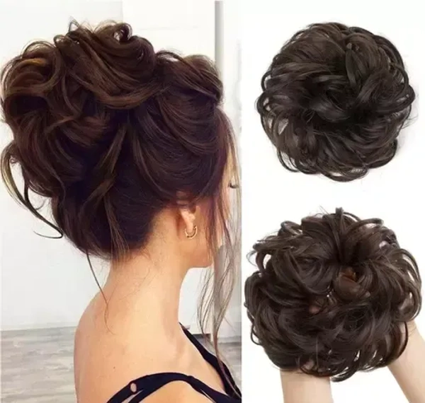 Glorious Look Curly Rafal Bun Juda Brown Colour 35 (gm) For Women Girls Bridal Instant Ready For Party Wedding Anniversary Family Function Fashionable Hair Mo