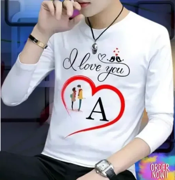 I LOVE YOU A | LOVE MY LIFELINE | MY LIFE LINE T SHIRT HEART TREE ALPHABATS T SHIRT | LETTER DIL ALPHABET T SHIRT Polyester White Short Sleeves Printed Tshirts_low_ASP Mo