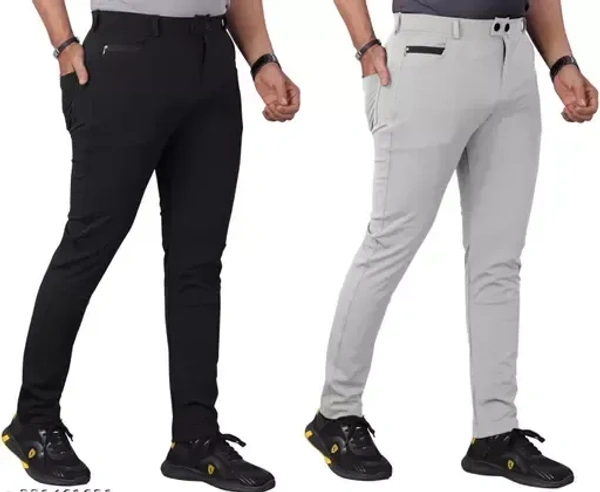 Combo of 2 Trendy Flat Front Trouser for Men with 4 Pocket in Combo offer Mo
