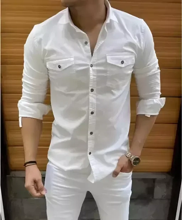 Men's Cargo Double Pocket trendy Shirt 100%Cotton Mo