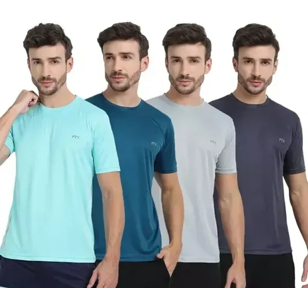 FTX Men's Solid Round Multicolor Tshirts Pack 4 Mo