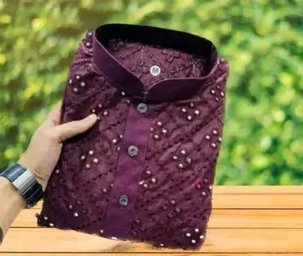 PURPAL SEQUENCE MAN KURTA COTTON WORK EMBRODERY Mo