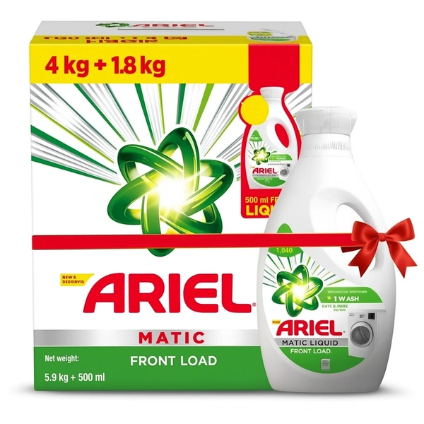 Ariel Matic Frontload 4kg + 1.8kg FREE + 500ml Frontload Liquid FREE