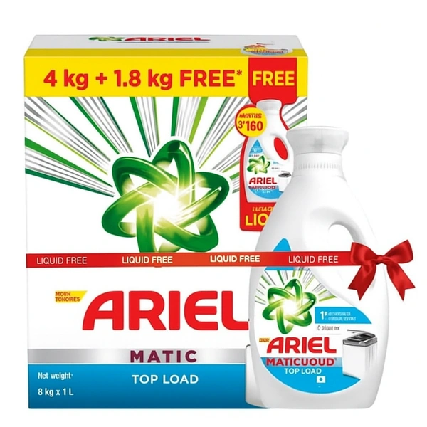 Ariel Matic Topload 4kg + 1.8kg Free + 500ml Top Load Liquid Free