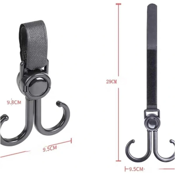 360° Rotating Multi-Purpose Baby Carriage Hook – For Strollers, Cars & More 