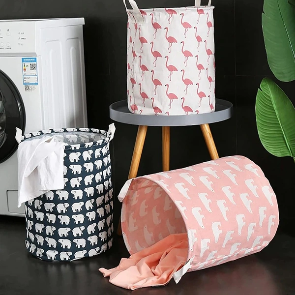DURABLE AND COLLAPSIBLE LAUNDRY STORAGE BAG WITH HANDLES CLOTHES & TOYS STORAGE FOLDABLE LAUNDRY BAG FOR DIRTY CLOTHES.