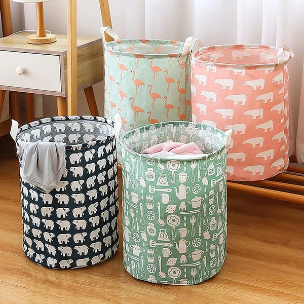 DURABLE AND COLLAPSIBLE LAUNDRY STORAGE BAG WITH HANDLES CLOTHES & TOYS STORAGE FOLDABLE LAUNDRY BAG FOR DIRTY CLOTHES.