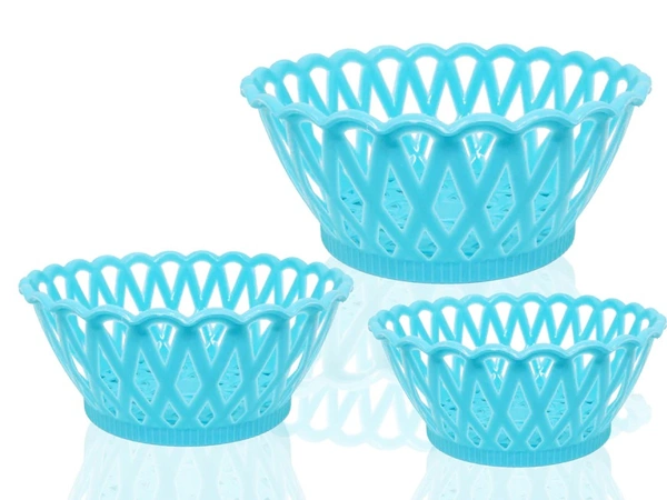 (Pack Of 3) MULTIPURPOSE ROUND STORAGE PLASTIC BASKET TRAY.