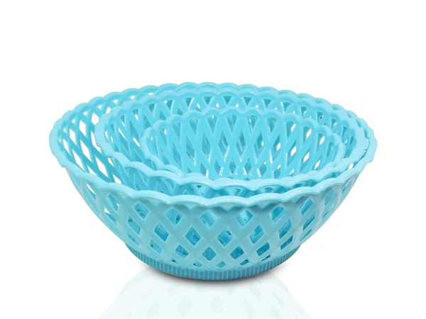 (Pack Of 3) MULTIPURPOSE ROUND STORAGE PLASTIC BASKET TRAY.