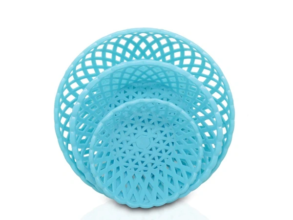 (Pack Of 3) MULTIPURPOSE ROUND STORAGE PLASTIC BASKET TRAY.