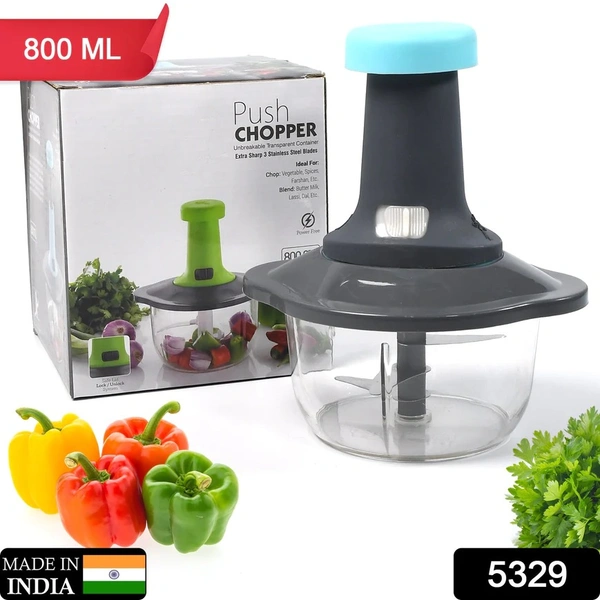 PUSH CHOPPER MANUAL FOOD CHOPPER AND HAND PUSH VEGETABLE CHOPPER, CUTTER, MIXER SET FOR KITCHEN WITH 3 STAINLESS STEEL BLADE