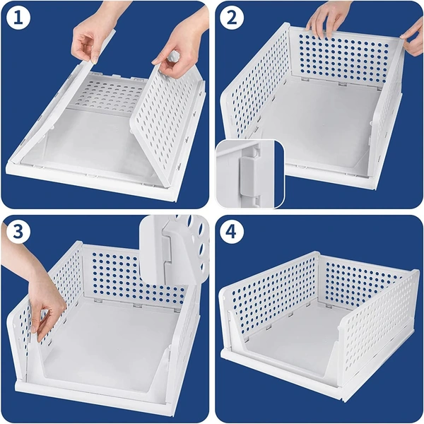 CLOTHES ORGANIZER 4 LAYER DRAWER FOR WARDROBE CUPBOARD ORGANIZER FOR CLOTHES FOLDABLE AND STACKABLE CLOSET ORGANIZER DRAWER ORGANIZER FOR CLOTHES MULTI PURPOSE PLASTIC DRAWER
