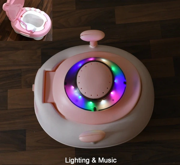 BABY PORTABLE LIGHTING & MUSIC TOILET, BABY POTTY TRAINING SEAT BABY POTTY CHAIR FOR TODDLER BOYS GIRLS POTTY SEAT FOR 1+ YEAR CHILD