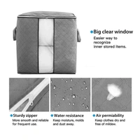 STORAGE BAG WITH ZIPPER AND SPACE SAVER COMFORTER BAG, PILLOW, QUILT, BEDDING, CLOTHES, BLANKET STORAGE ORGANIZER BAG WITH LARGE CLEAR WINDOW AND CARRY HANDLES FOR CLOSET.