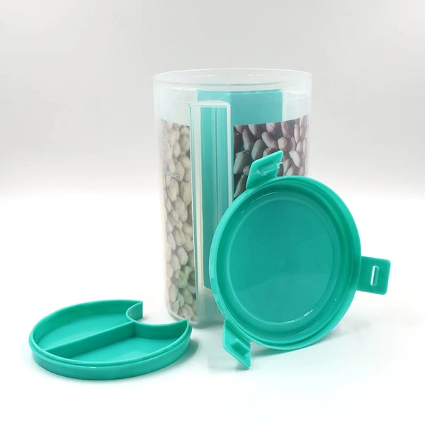 3 IN 1 TRANSPARENT AIR TIGHT STORAGE DISPENSER CONTAINER (WITH COLOR BOX)