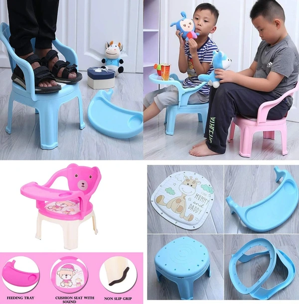 BABY CHAIR, WITH TRAY STRONG AND DURABLE PLASTIC CHAIR FOR KIDS/PLASTIC SCHOOL STUDY CHAIR/FEEDING CHAIR FOR KIDS, PORTABLE HIGH CHAIR FOR KIDS