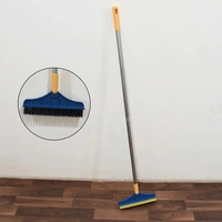 2 IN 1 CLEANING BRUSH & WIPER , LONG HANDLE FLOOR BRUSH, ROTATABLE CLEANING BRUSH FOR BATHROOM, KITCHEN, 120 DEGREE TRIANGULAR ROTATING BRUSH HEAD WITH WIPER, MOP