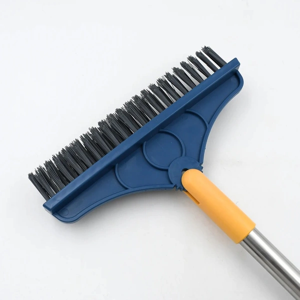 2 IN 1 CLEANING BRUSH & WIPER , LONG HANDLE FLOOR BRUSH, ROTATABLE CLEANING BRUSH FOR BATHROOM, KITCHEN, 120 DEGREE TRIANGULAR ROTATING BRUSH HEAD WITH WIPER, MOP
