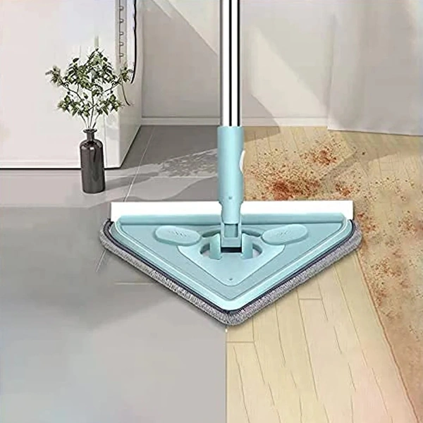 2 IN 1 EXTENDABLE TRIANGLE MOP RETRACTABLE CLEANING MOP BRUSH & VIPER, 360 DEGREE ROTATING FLOORS WALL CLEANING MOP DUST MOP WITH TELESCOPIC HANDLE AND REUSABLE MOP HEADS (1 PC)