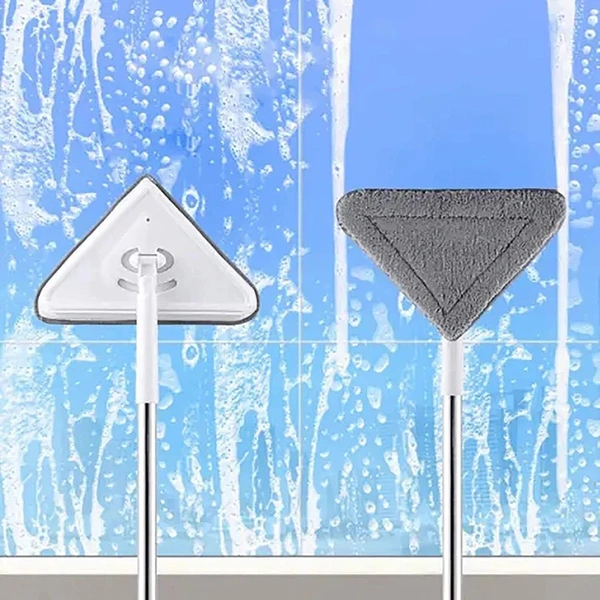 2 IN 1 EXTENDABLE TRIANGLE MOP RETRACTABLE CLEANING MOP BRUSH & VIPER, 360 DEGREE ROTATING FLOORS WALL CLEANING MOP DUST MOP WITH TELESCOPIC HANDLE AND REUSABLE MOP HEADS (1 PC)