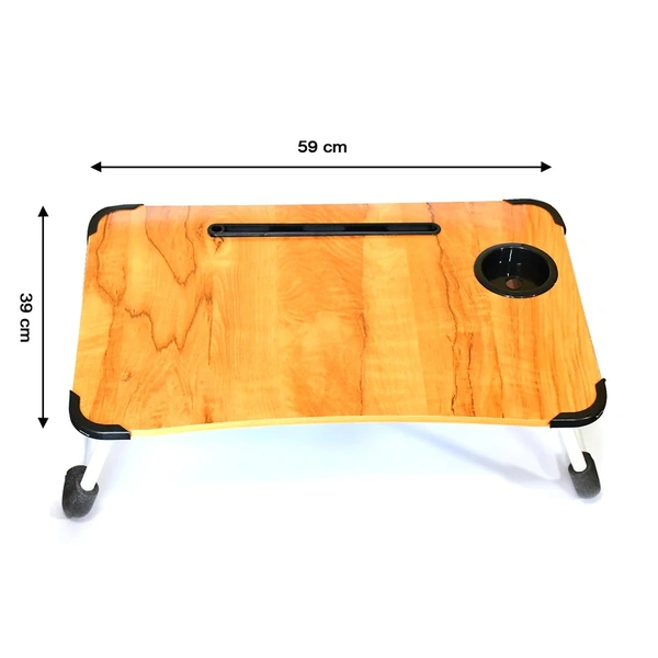 LAPTOP TABLE FOLDABLE PORTABLE NOTEBOOK BED LAP DESK TRAY STAND READING HOLDER WITH COFFEE CUP SLOT FOR BREAKFAST, READING & MOVIE WATCHING, STUDY TABLE. (RANDOM COLOR)