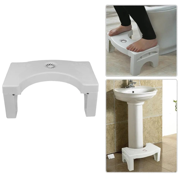 Plastic Non-Slip Folding Toilet Squat Stool - BLACK AND WHITE Color